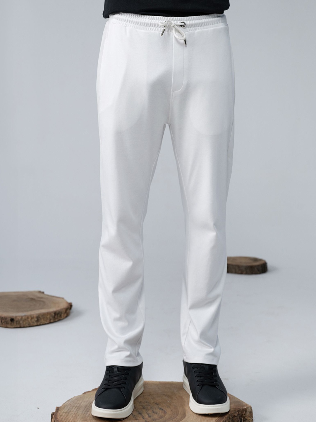 

EDRIO Men Cotton Mid Rise Track Pant, White