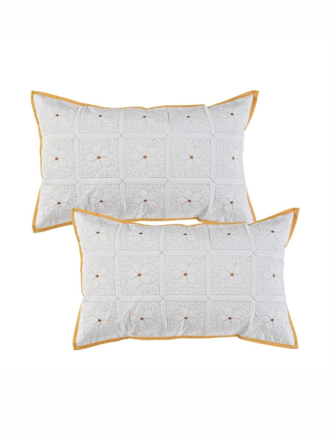 

hargunz White & Beige 2 Pure Cotton Rectangle Pillow Covers