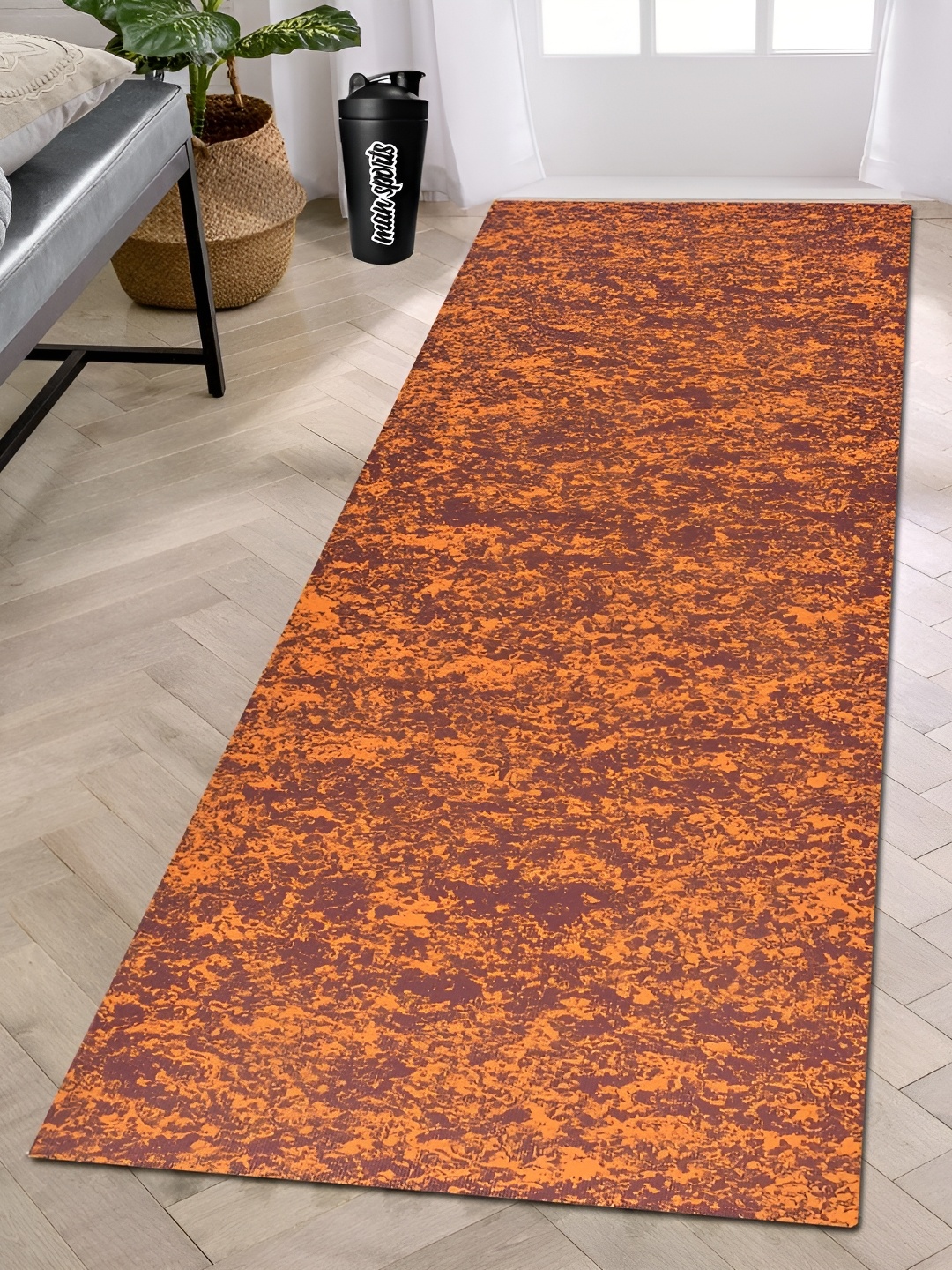 

hargunz Printed Non-Slip Yoga Mat With Bag, Orange
