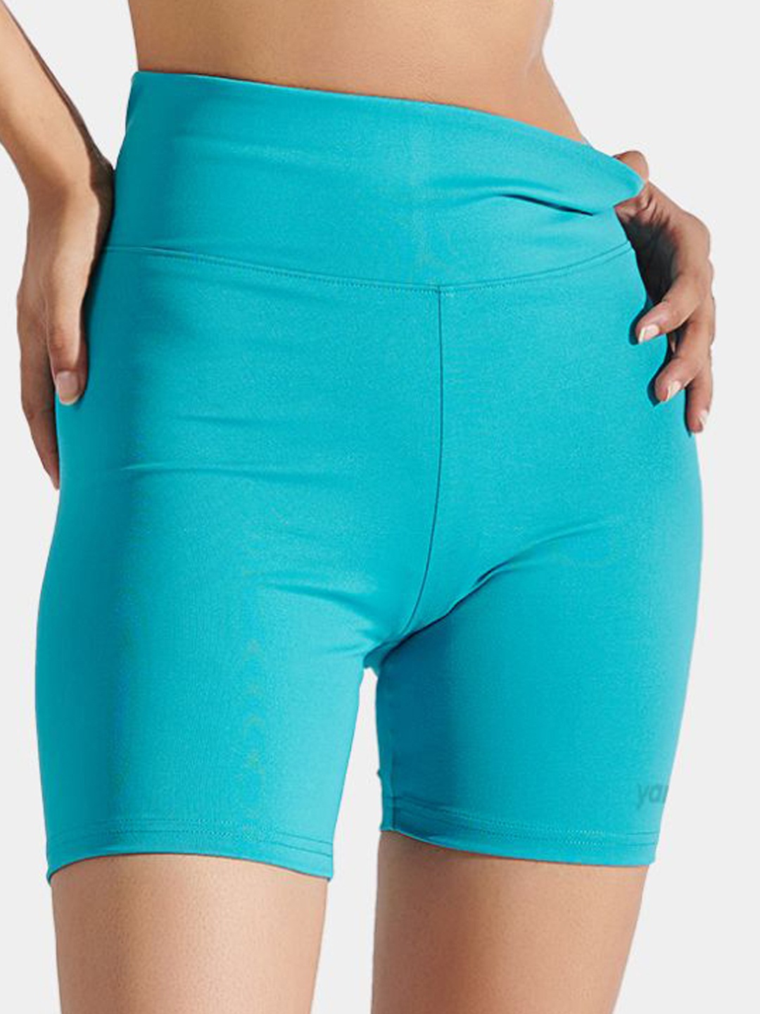 

YAMAYOGA Women Slim Fit High-Rise Yoga Sports Shorts, Blue