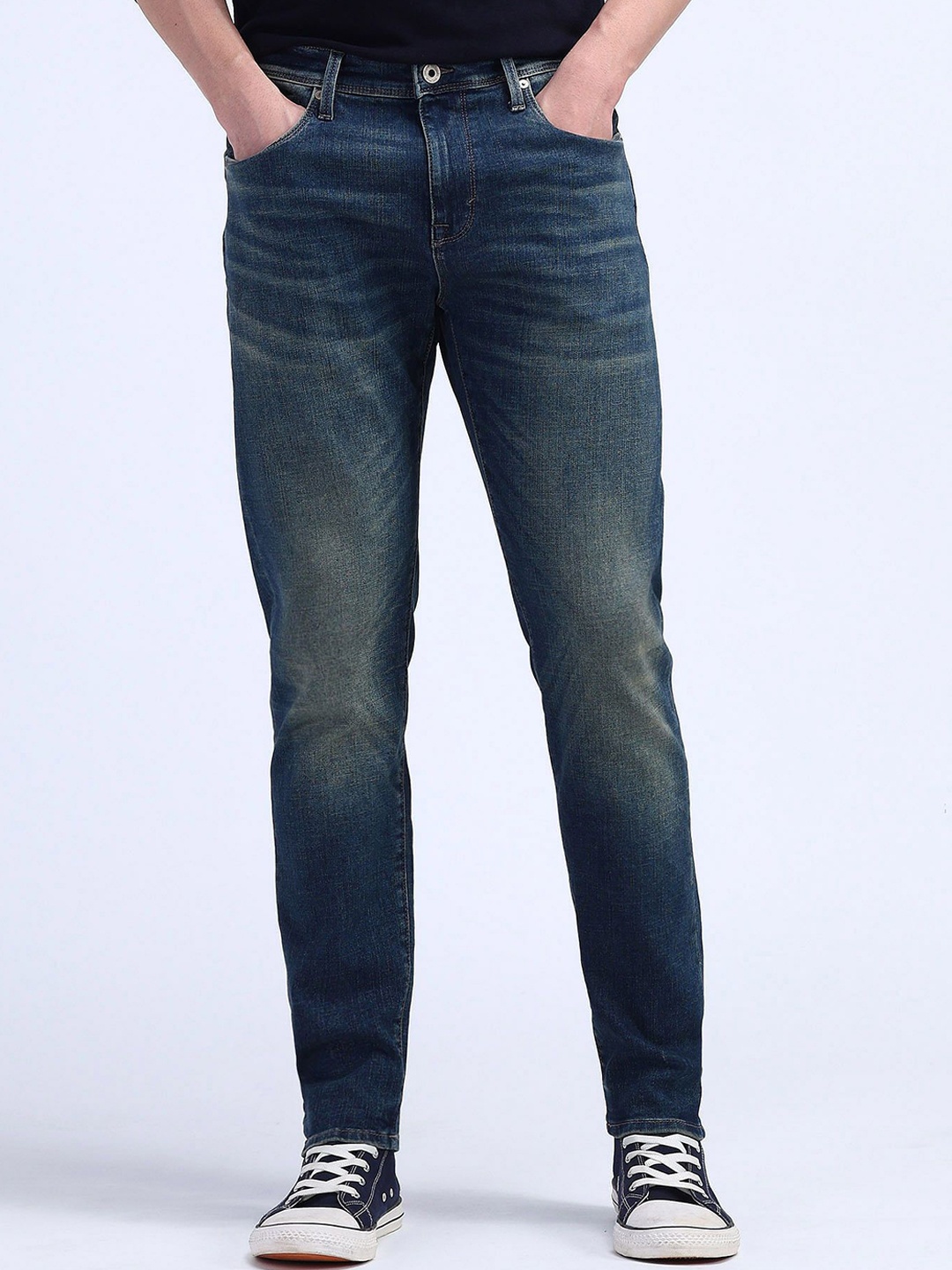 

Flying Machine Men Prince Slim Fit Heavy Fade Stretchable Jeans, Blue