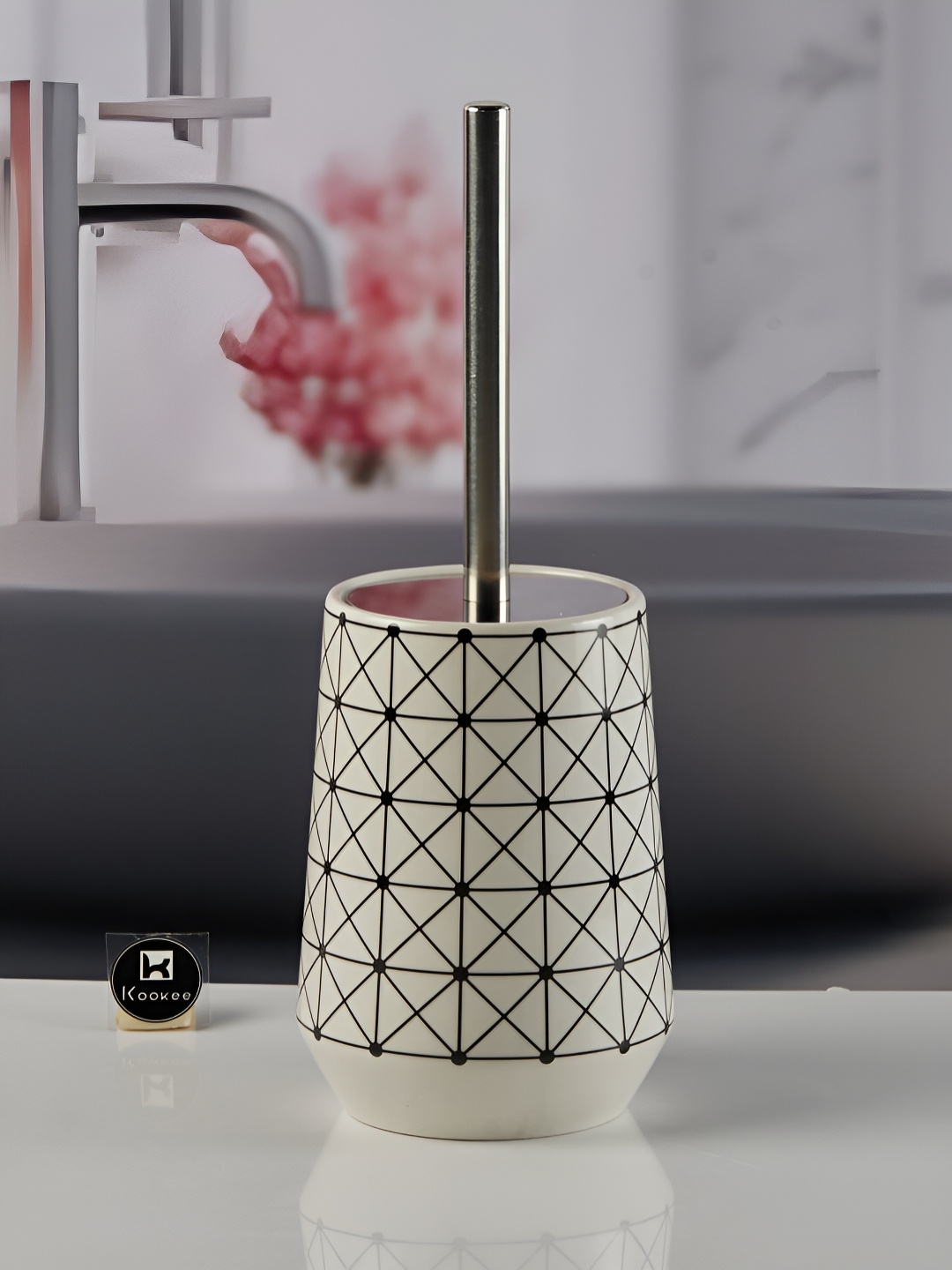

Kookee Multicoloured Abstract Ceramic Toilet Brush Holder, Multi