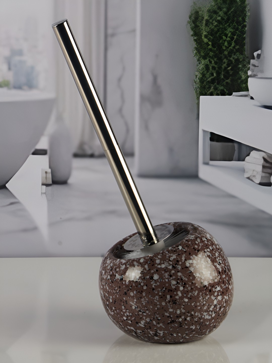 

Kookee Brown Abstract Ceramic Toilet Brush Holder