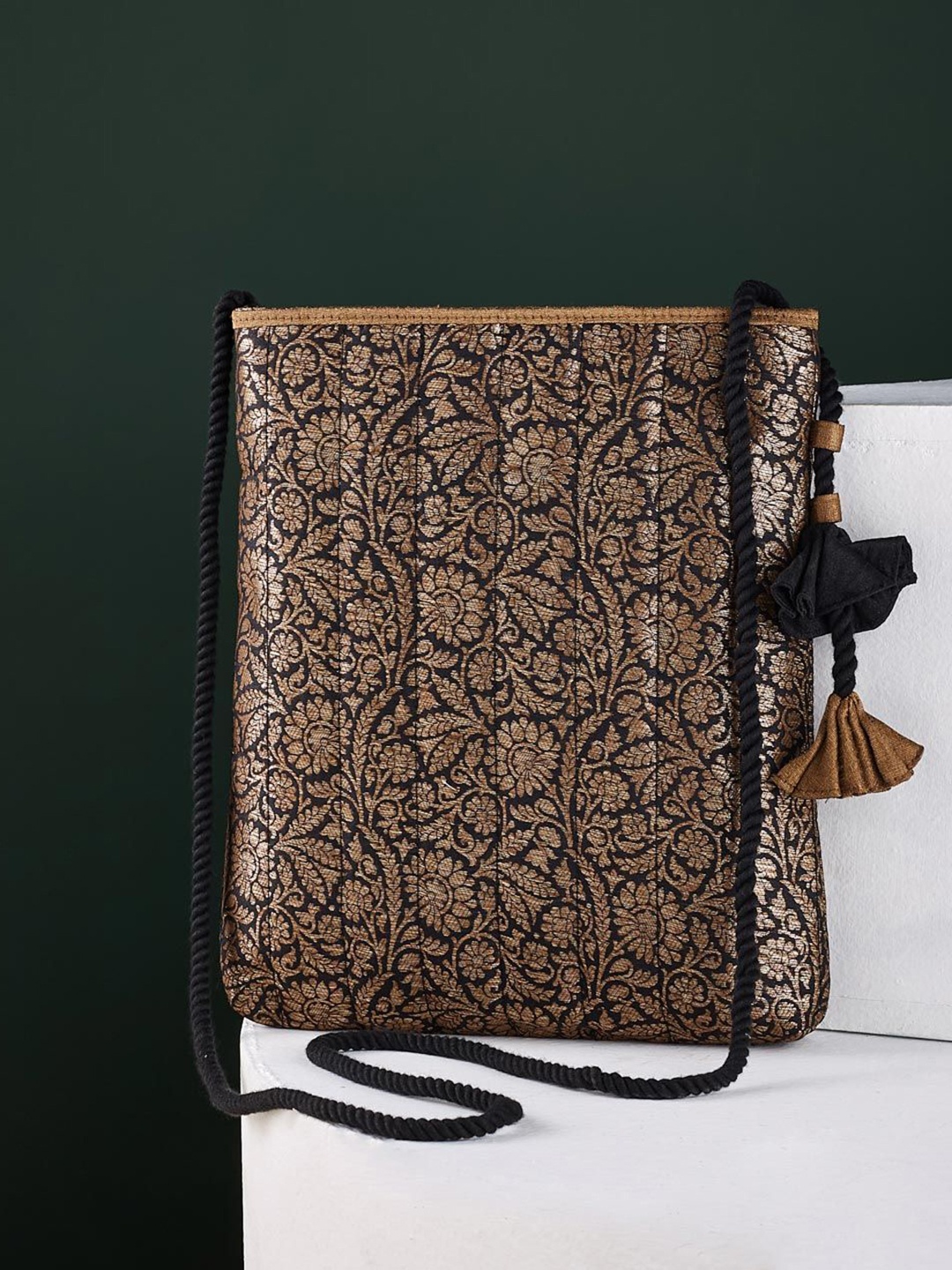 

Fabindia Ethnic Motifs Shopper Sling Bag, Black