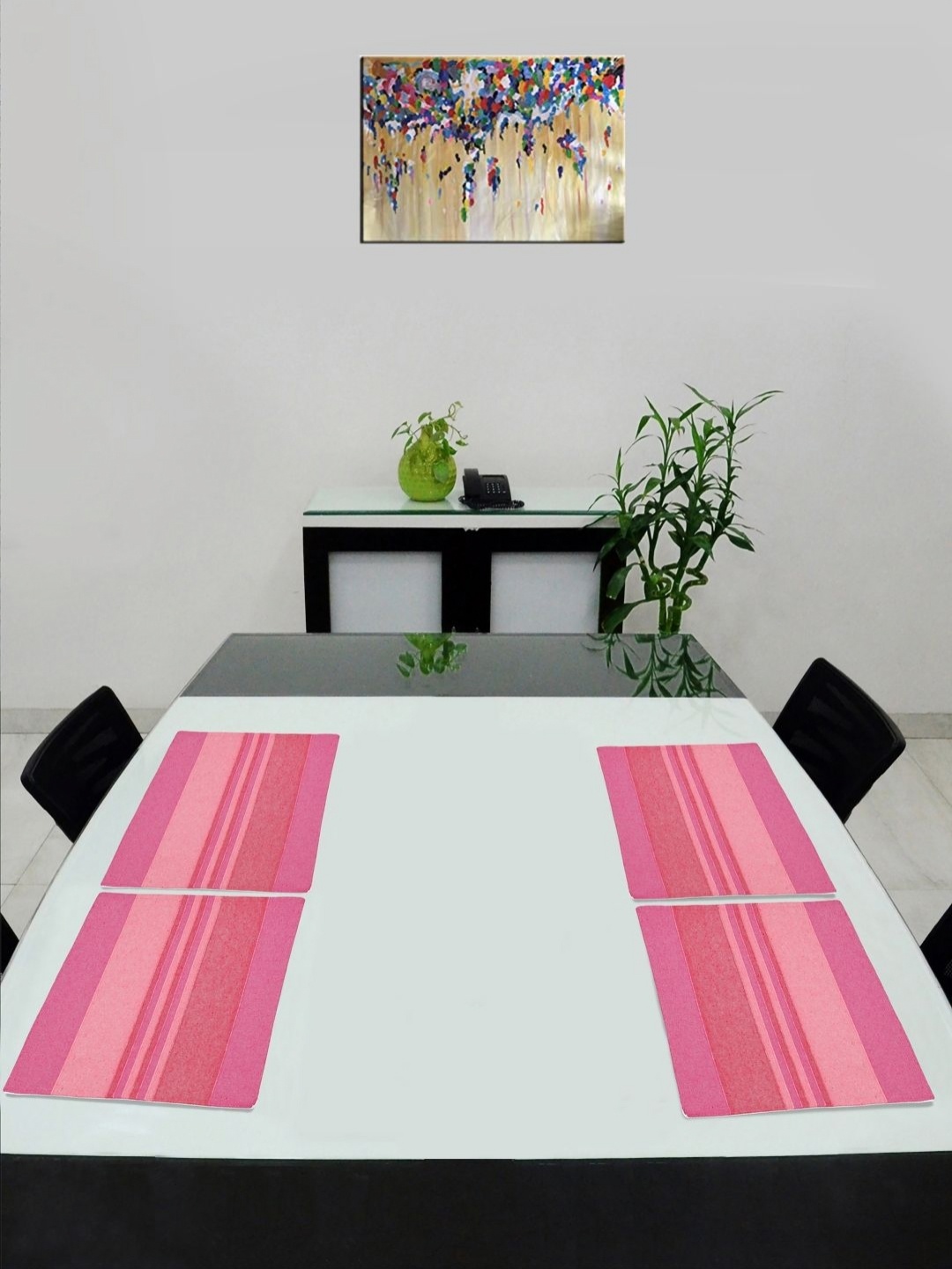 

Saral Home Pink 4 Pieces Striped Cotton Rectangle Table Placemats