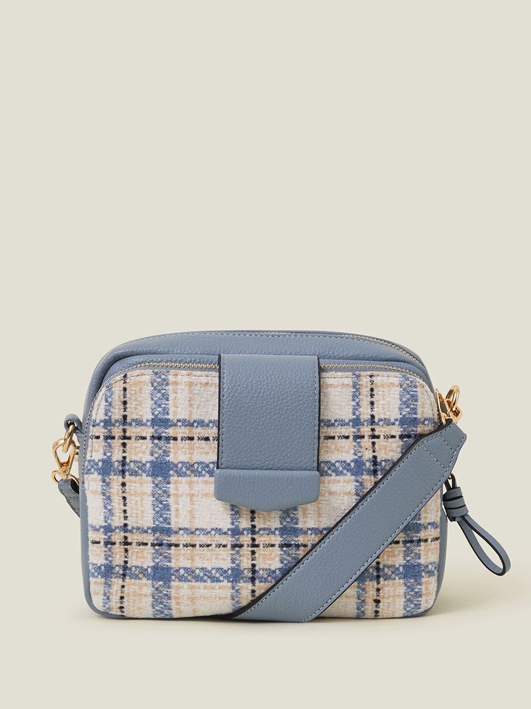 

Accessorize Women Checked Bucket Sling Bag, Blue