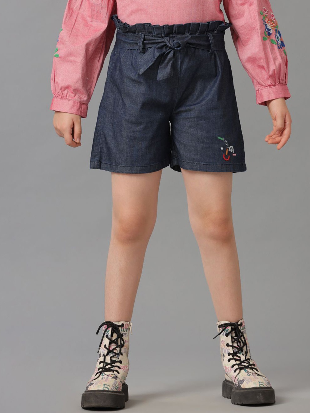 

UNDER FOURTEEN ONLY Girls Slim Fit Shorts, Blue