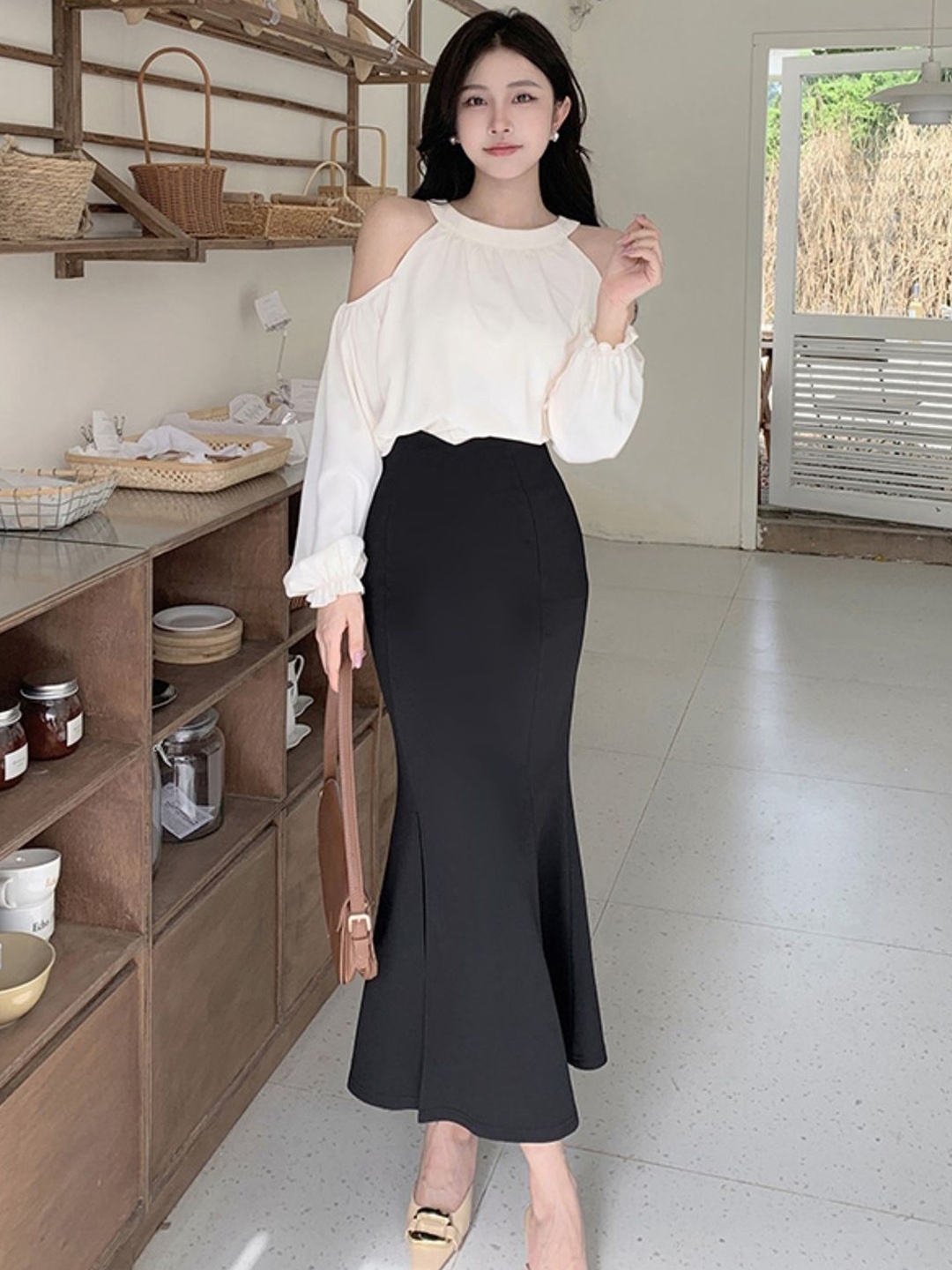 

KPOP Women A-Line Slip- On Maxi Skirt, Black