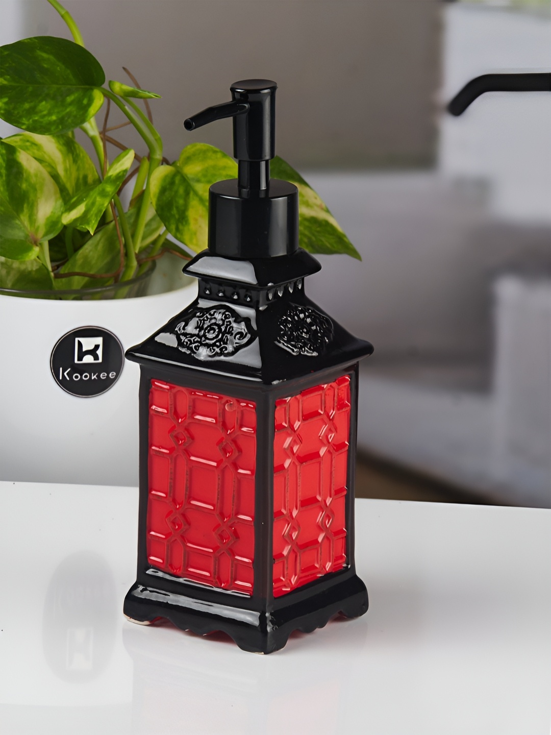 

Kookee Red Abstract Ceramic Soap Dispenser