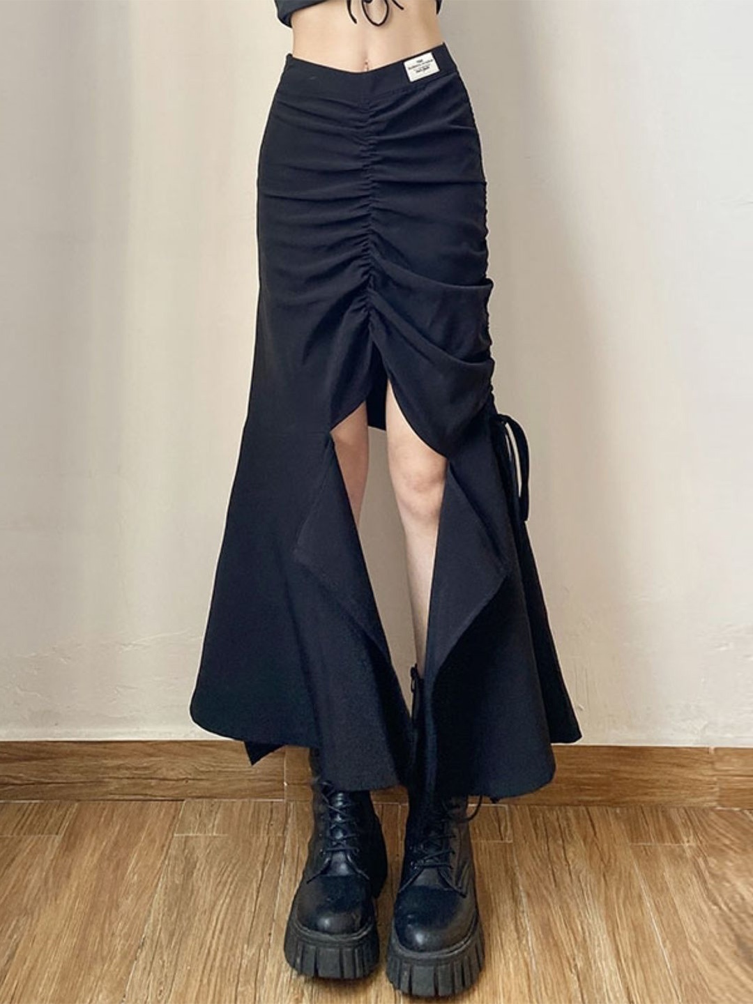 

KPOP Flared Maxi Skirt, Black