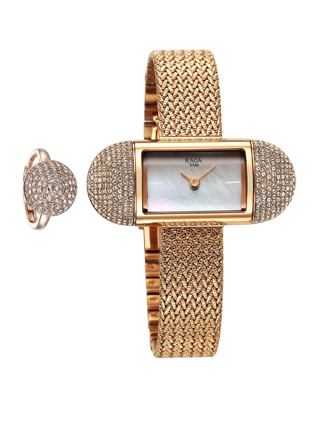 

Titan Women Brass Dial & Bracelet Style Straps Analogue Watch 95259WM01F, White