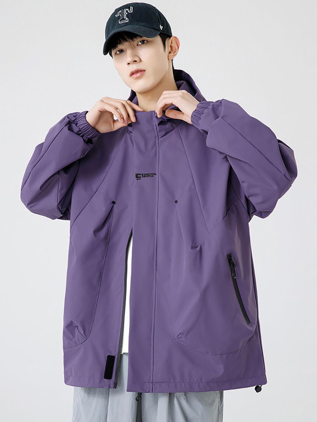 

StyleCast x Revolte Men Open Front Hooded Jacket, Purple