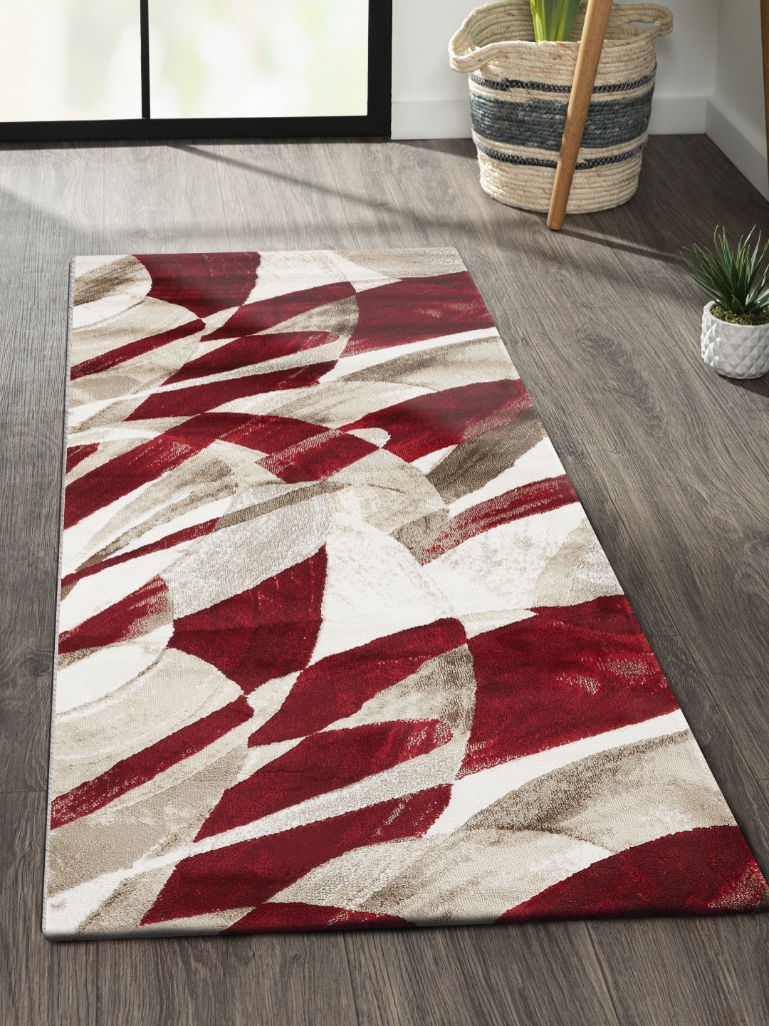 

OBSESSIONS Red & Cream-Color Abstract Rectangular Bedside Runners