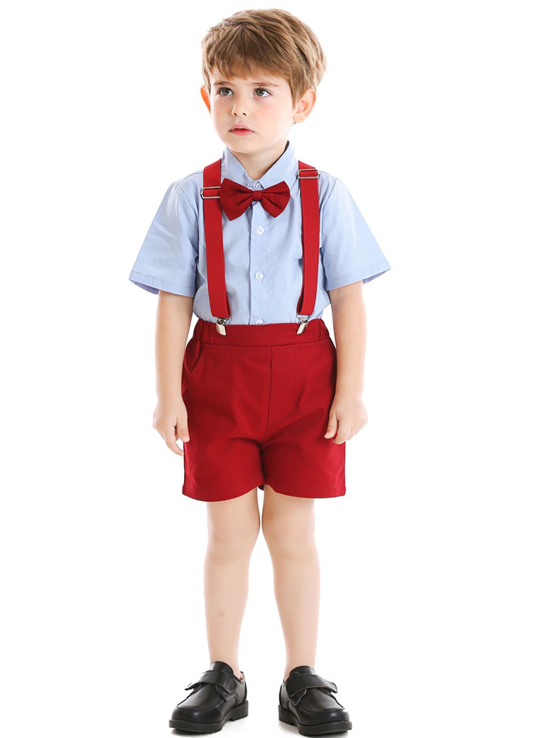 

JC SPARKLE Boys Shirt with Shorts & Suspenders, Red