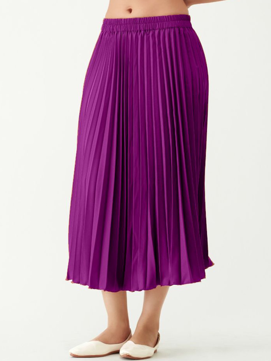 

Vastani Enterprise Pleated Flared Midi Skirts, Magenta