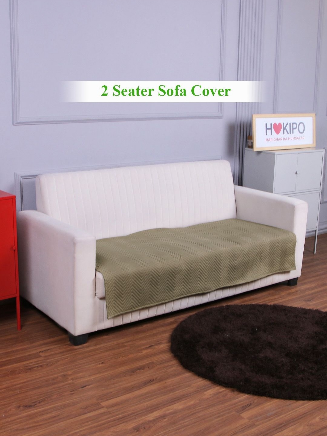 

HOKIPO Moss Brown Quilted 2 Seater Sofa Cover Seat Mat