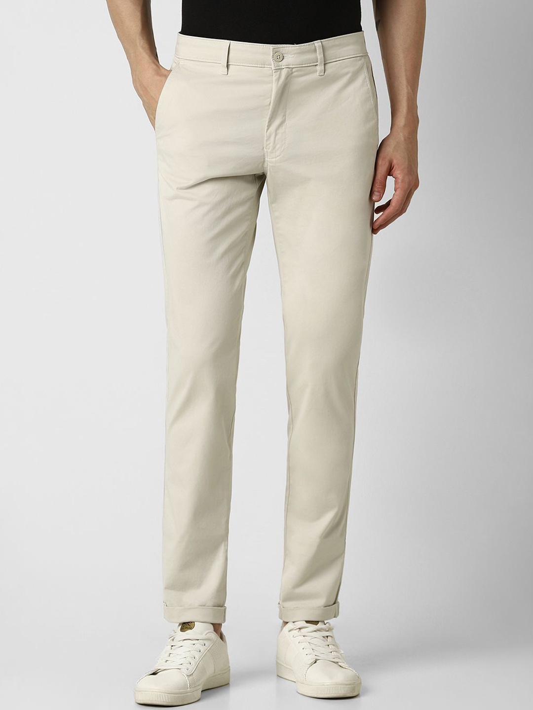 

Van Heusen Sport Men Slim Fit Formal Trousers, Cream