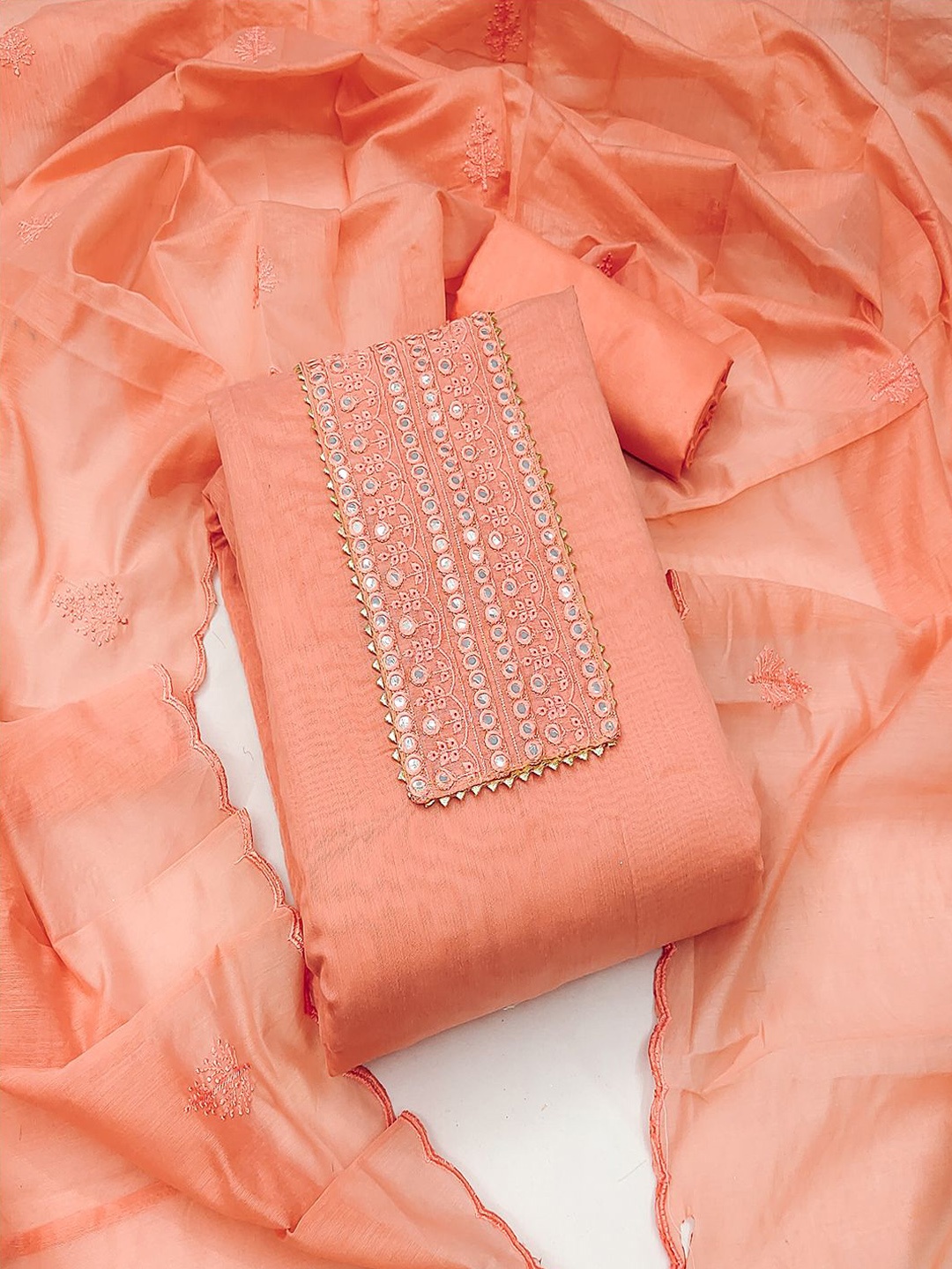 

MISS VERVE Unstitched Dress Material, Orange