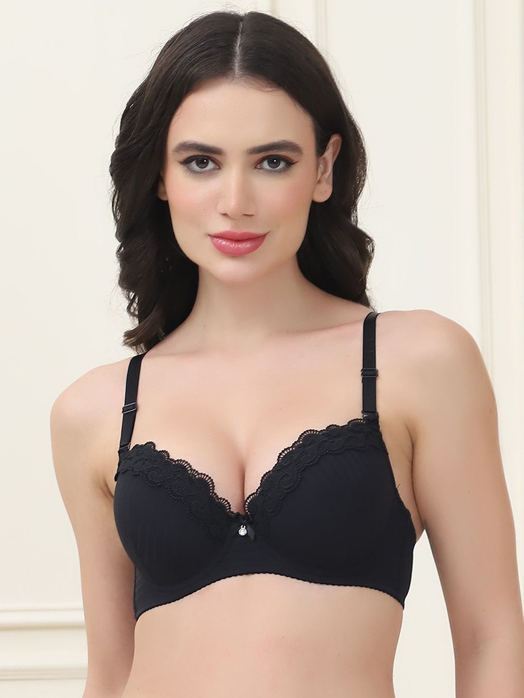 

PrettyCat Medium Coverage Underwired Lightly Padded T-shirt Bra, Black