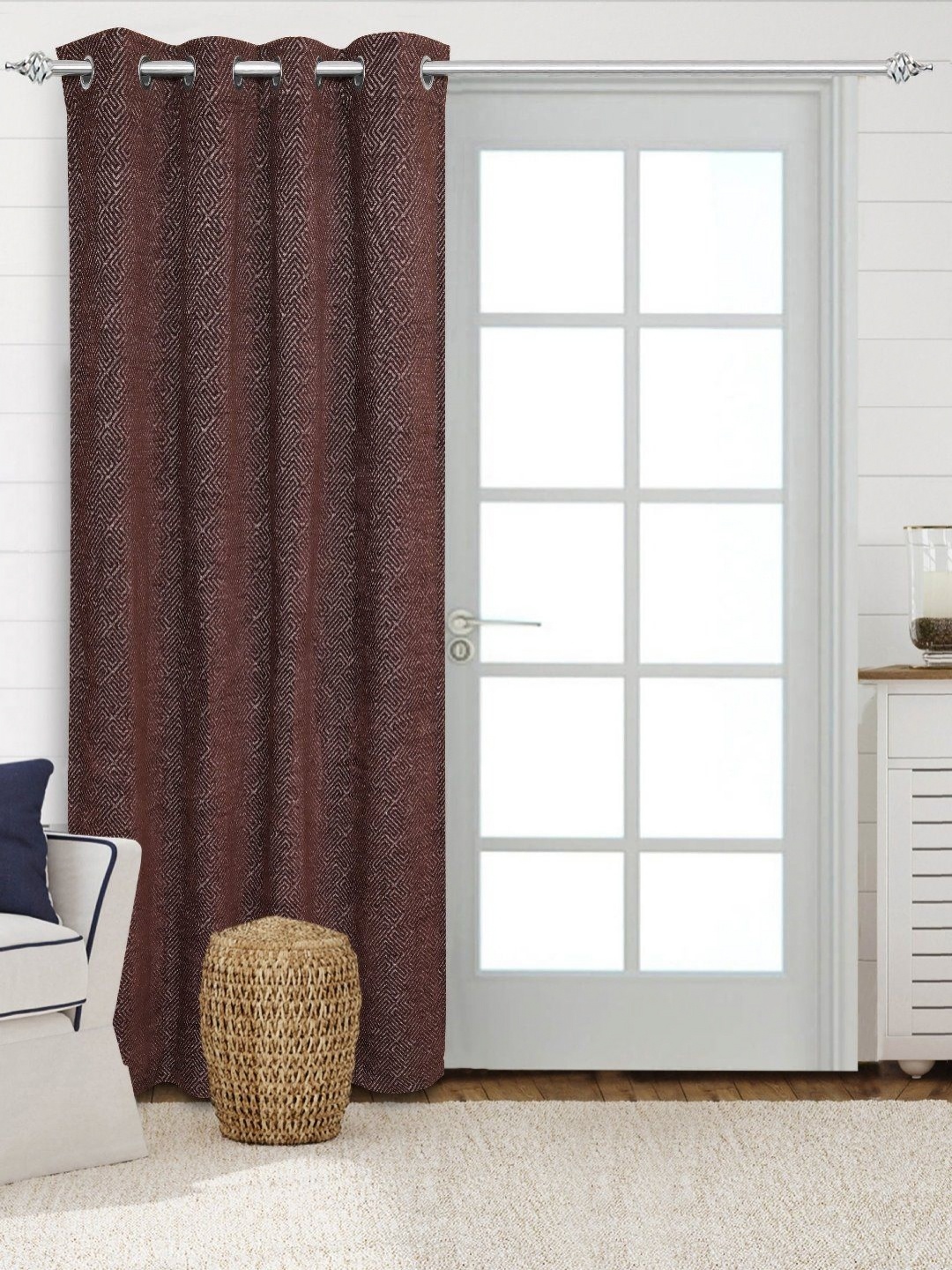 

Saral Home Brown Geometric Black Out Door Curtain