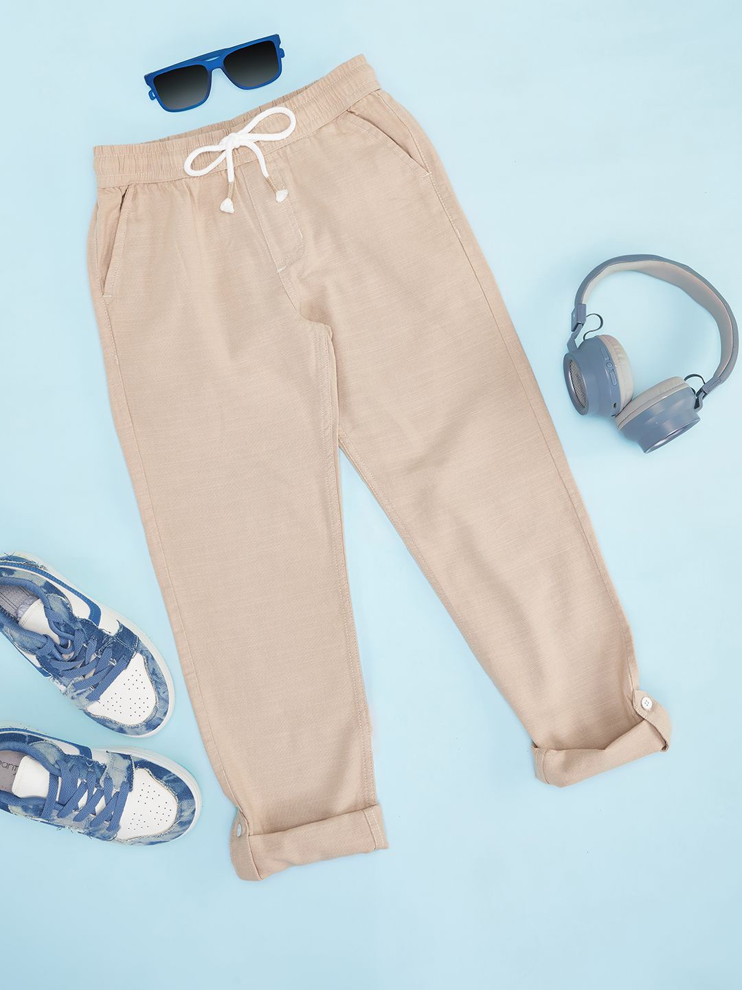 

Pantaloons Junior Boys Solid Cotton Trousers, Beige