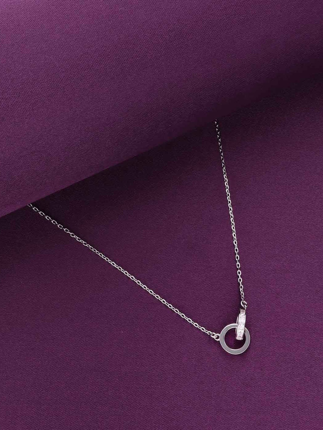 

KAI JEWEL 925 Sterling Silver Rhodium-Plated Cubic Zirconia Studded Necklace