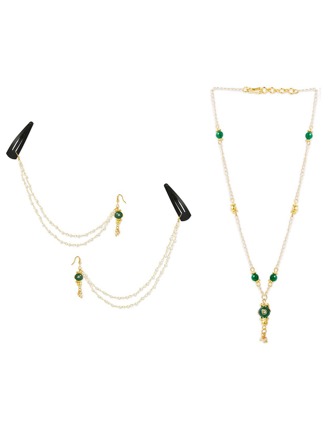

RIBBON CANDY Artificial Beads Beaded Jewellery Set, Gold