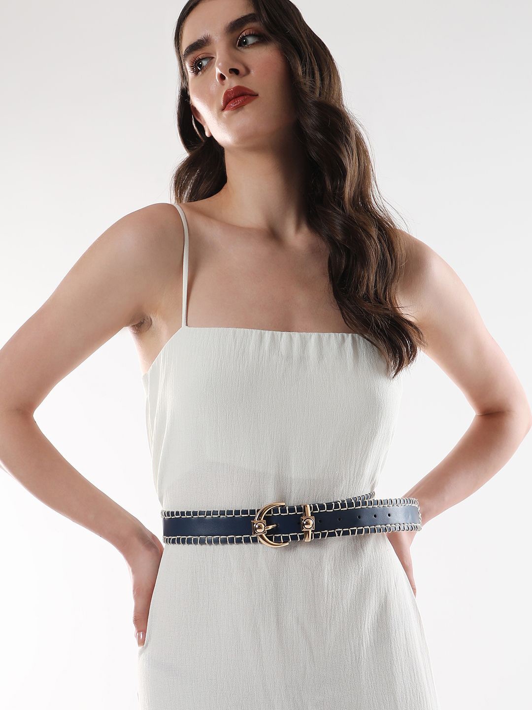 

HAUTE SAUCE by Campus Sutra Women Leather Belt, Blue