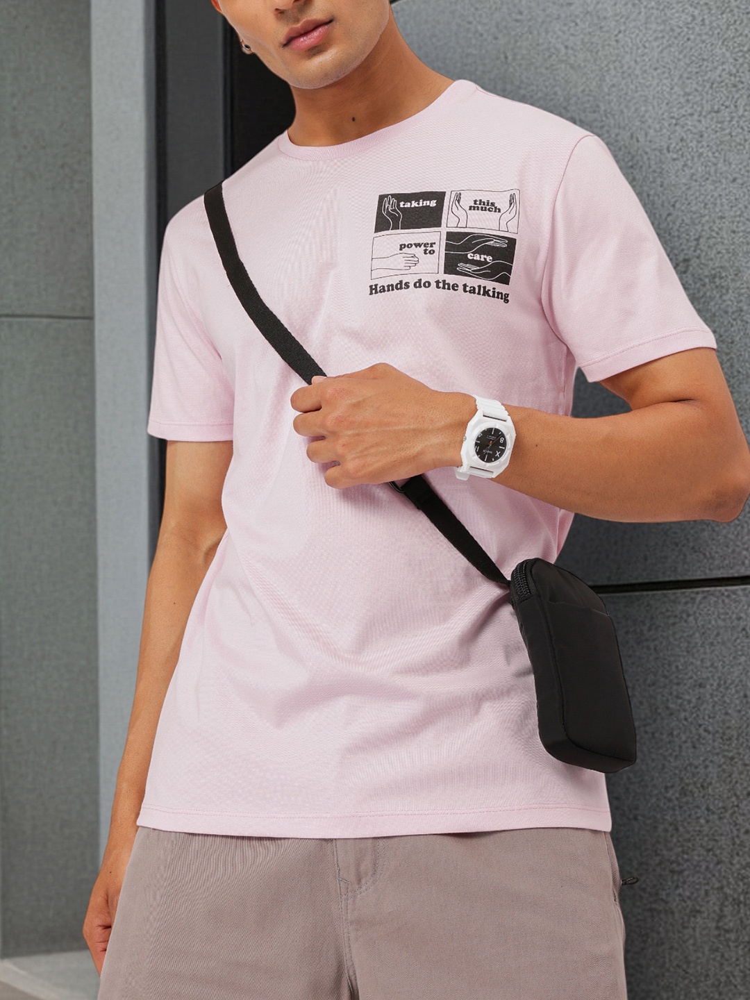 

Kook N Keech Modern Minimalist Typography Printed T-Shirt, Pink