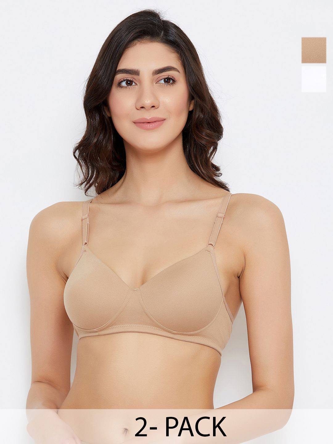 

Clovia Women Pack Of 2 Full Coverage Lightly Padded Bra, White