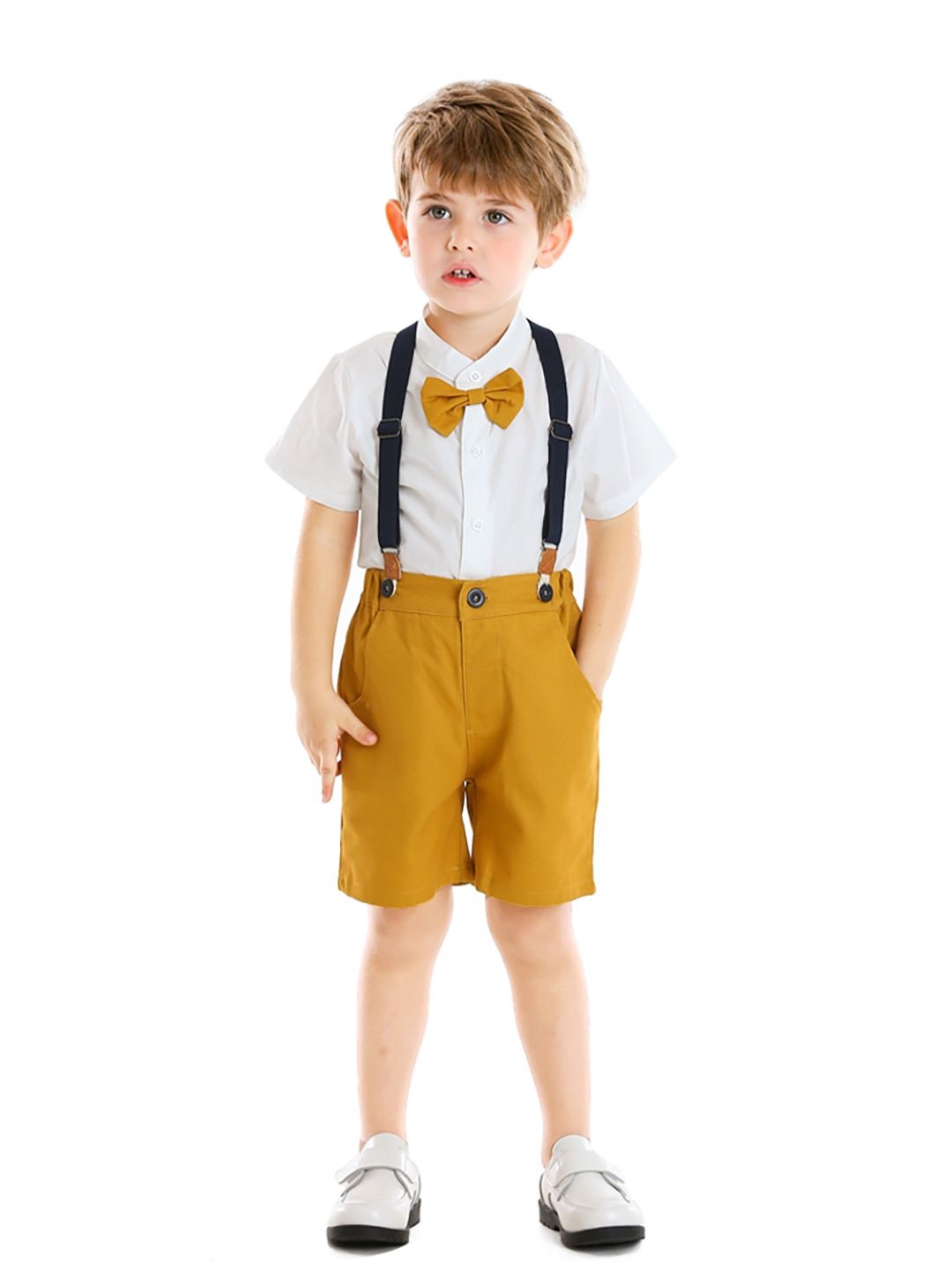 

JC SPARKLE Boys Shirt with Shorts & Suspenders, White