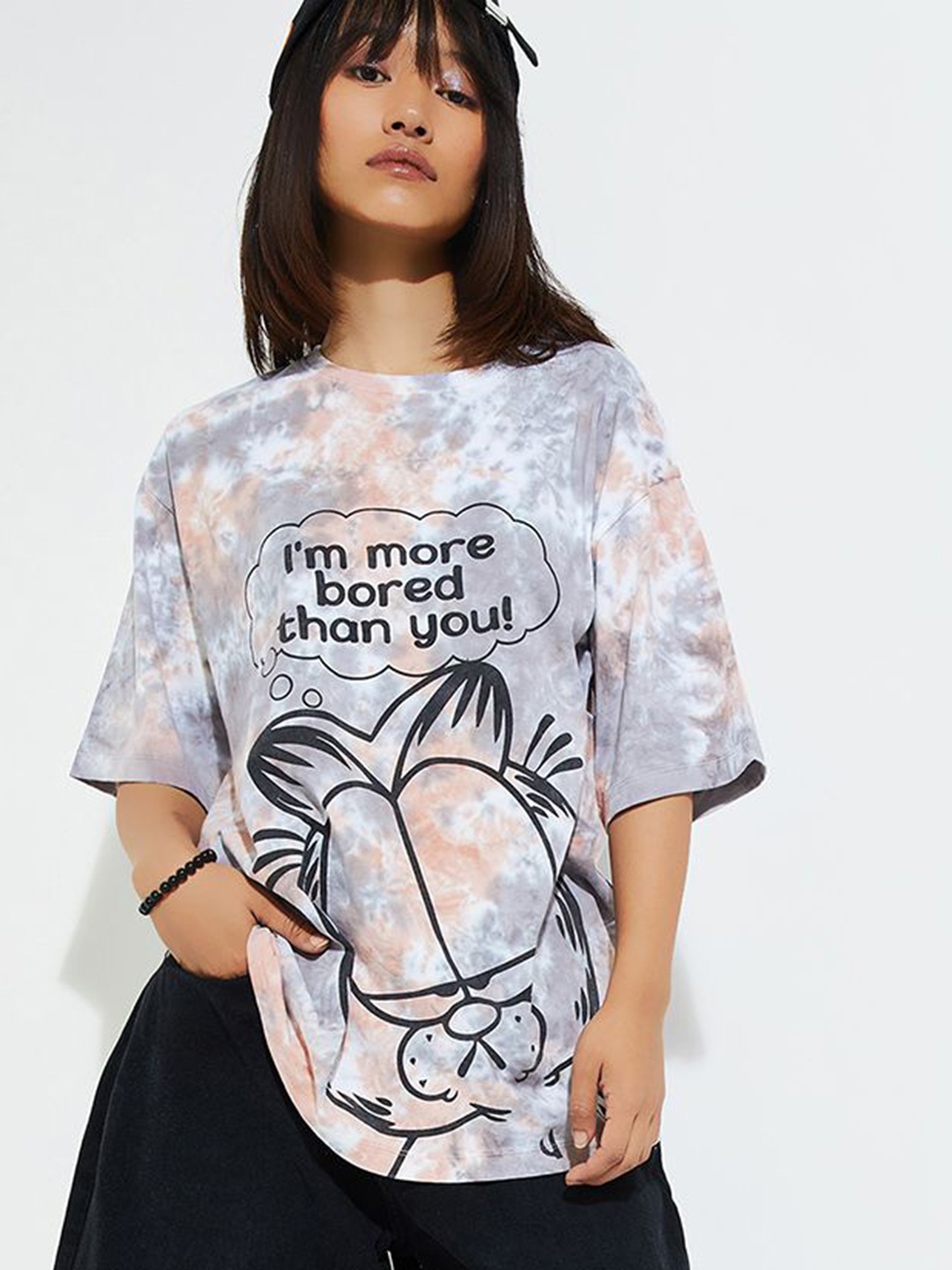 

max URB_N Women Garfield Printed T-shirt, Brown