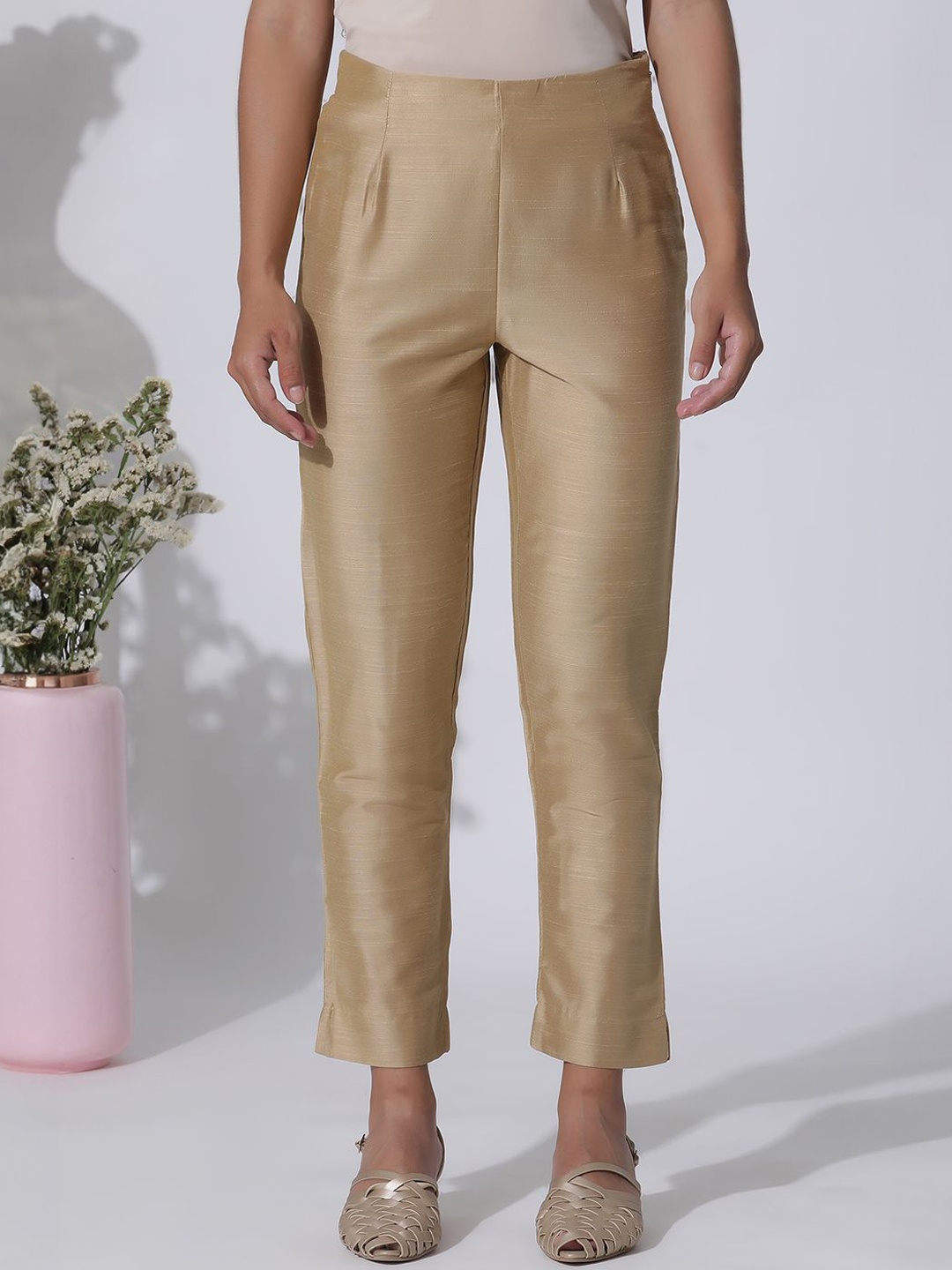 

W Women Straight Fit Trousers, Gold