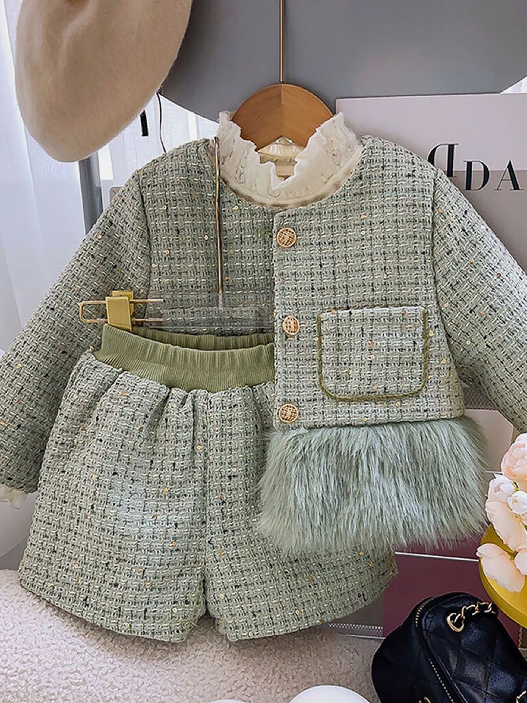 

Little Surprise Box LLP Girls Top with Shorts, Olive