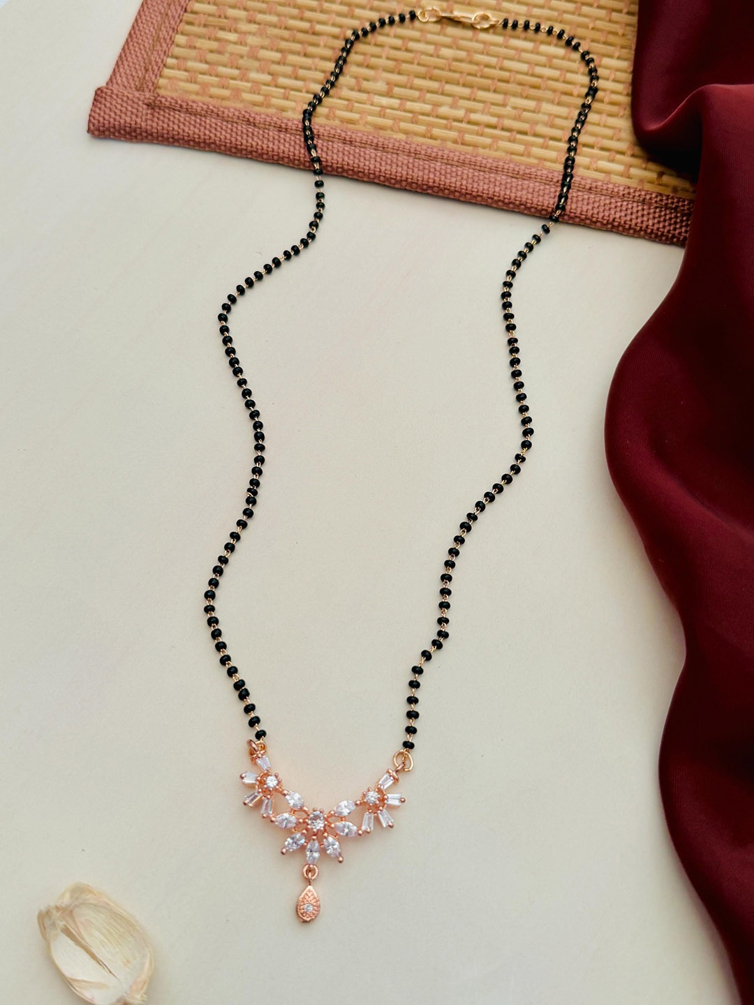 

Anouk Rose Gold-Plated Artificial Stones and Beads Mangalsutra