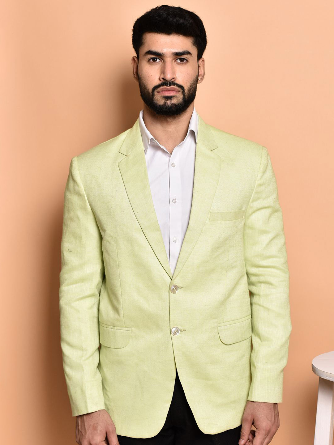 

PRINTCULTR Notched Lapel Single-Breasted Casual Blazer, Cream