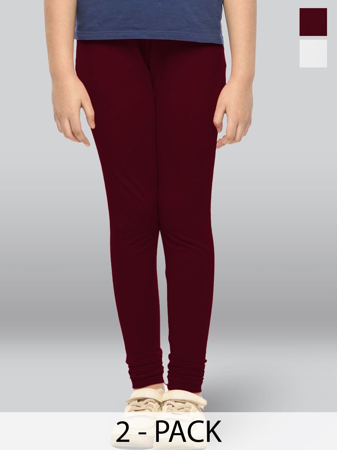 

LYRA Girls Pack Of 2 Cotton Ankle-Length Leggings, Maroon