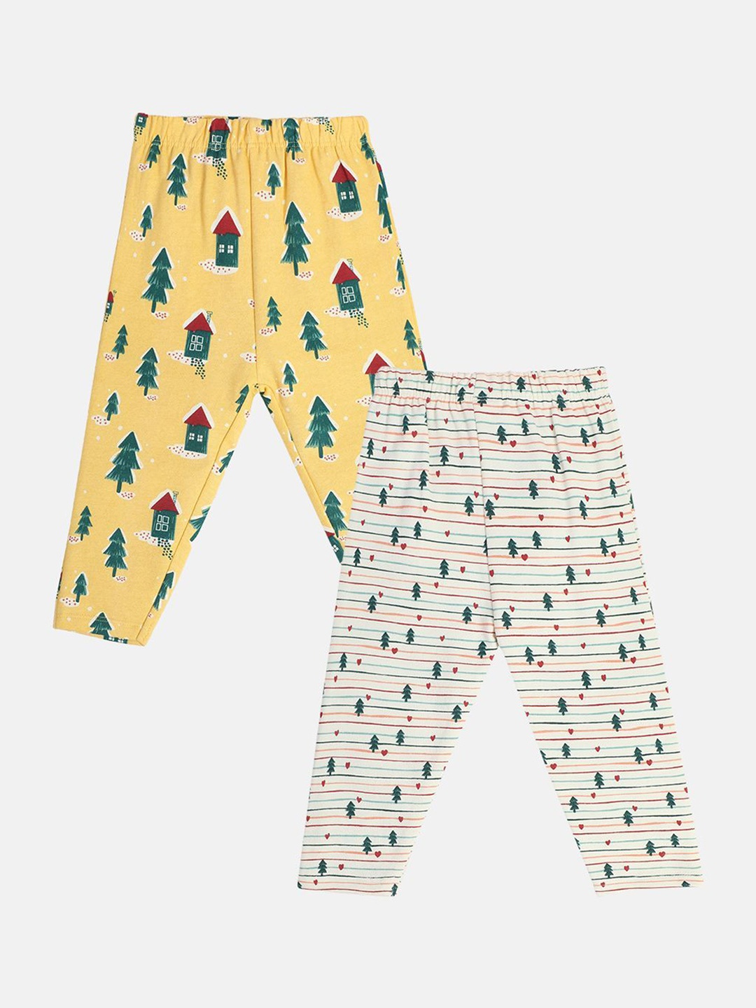 

MINI KLUB Infant Girls Pack Of 2 Printed Leggings, Yellow