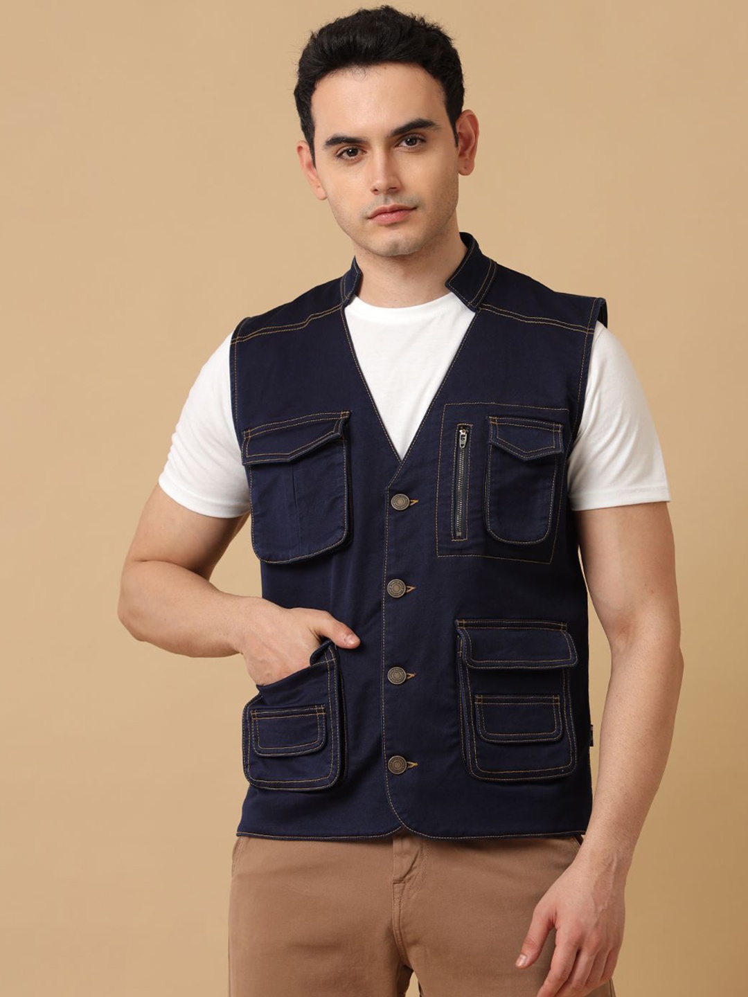 

TEMPLE OF DENIM Men Outdoor Denim Jacket, Blue
