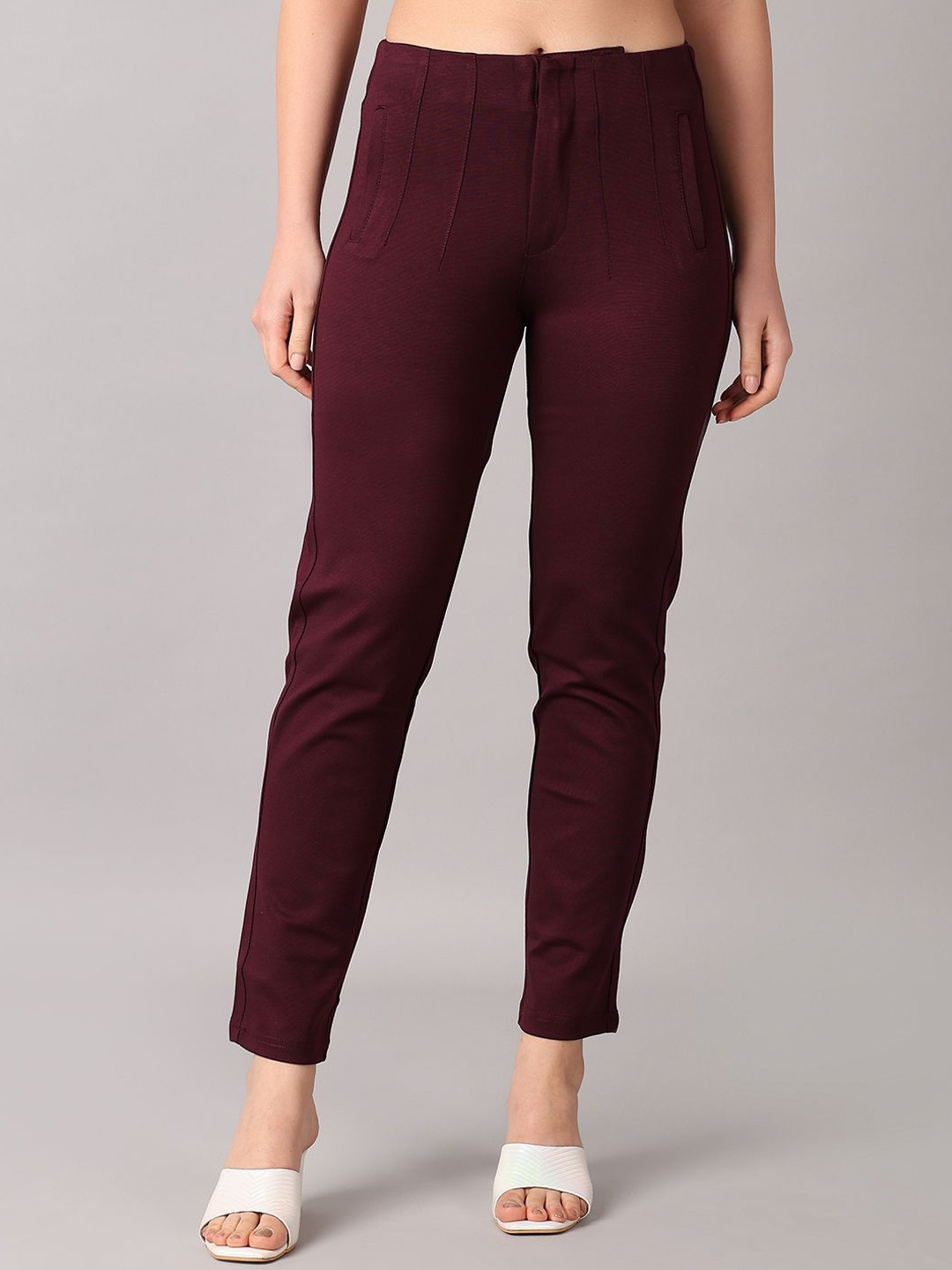 

V-Mart Women Slim Fit Trousers, Maroon