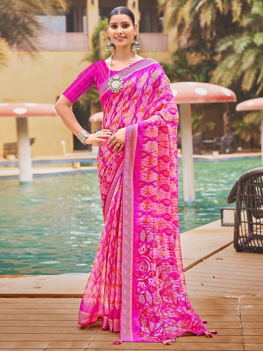 

Saree mall Ethnic Printed Party Wear Saree, Pink