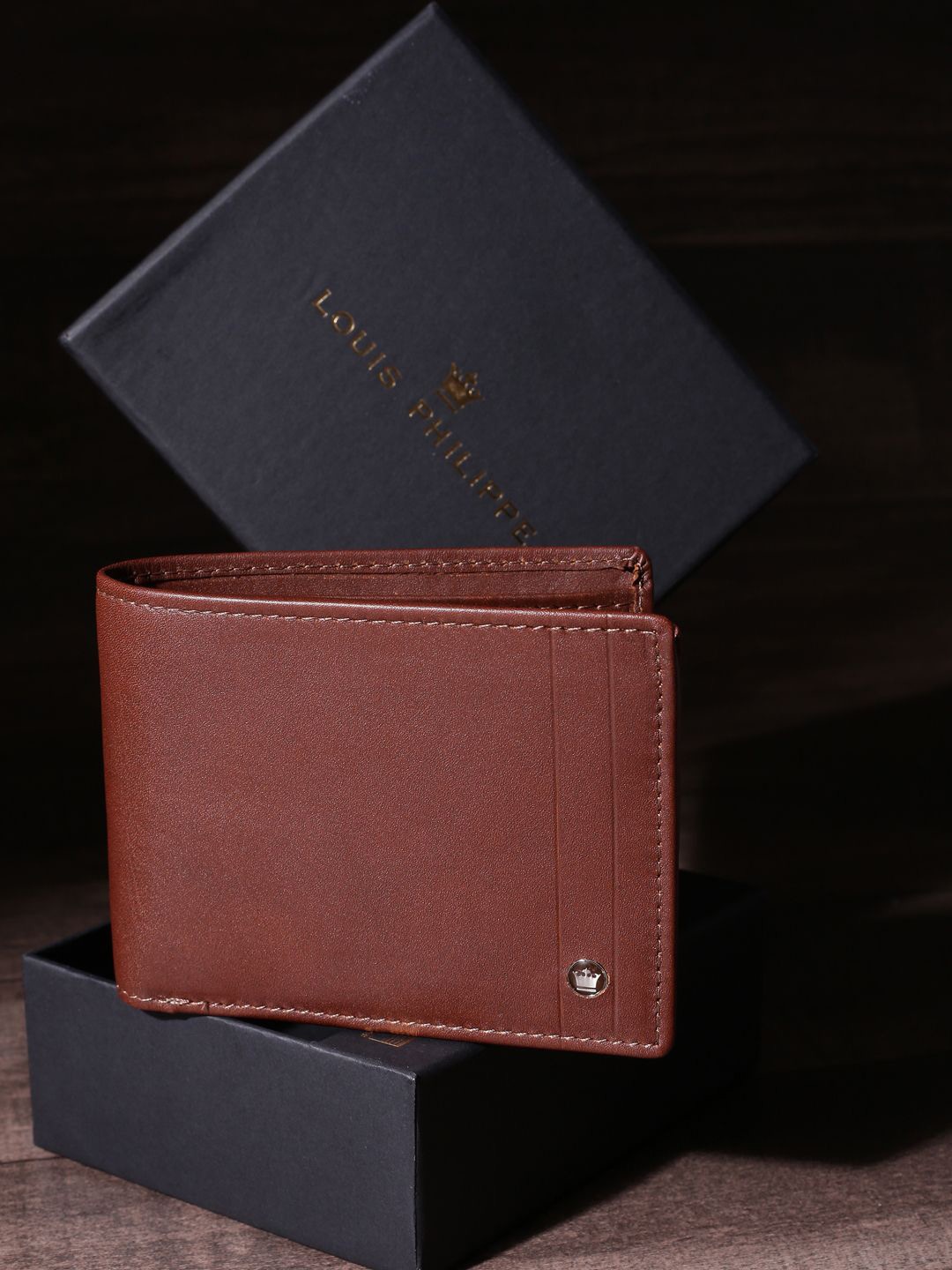 

Louis Philippe Men Leather Two Fold Wallet, Brown
