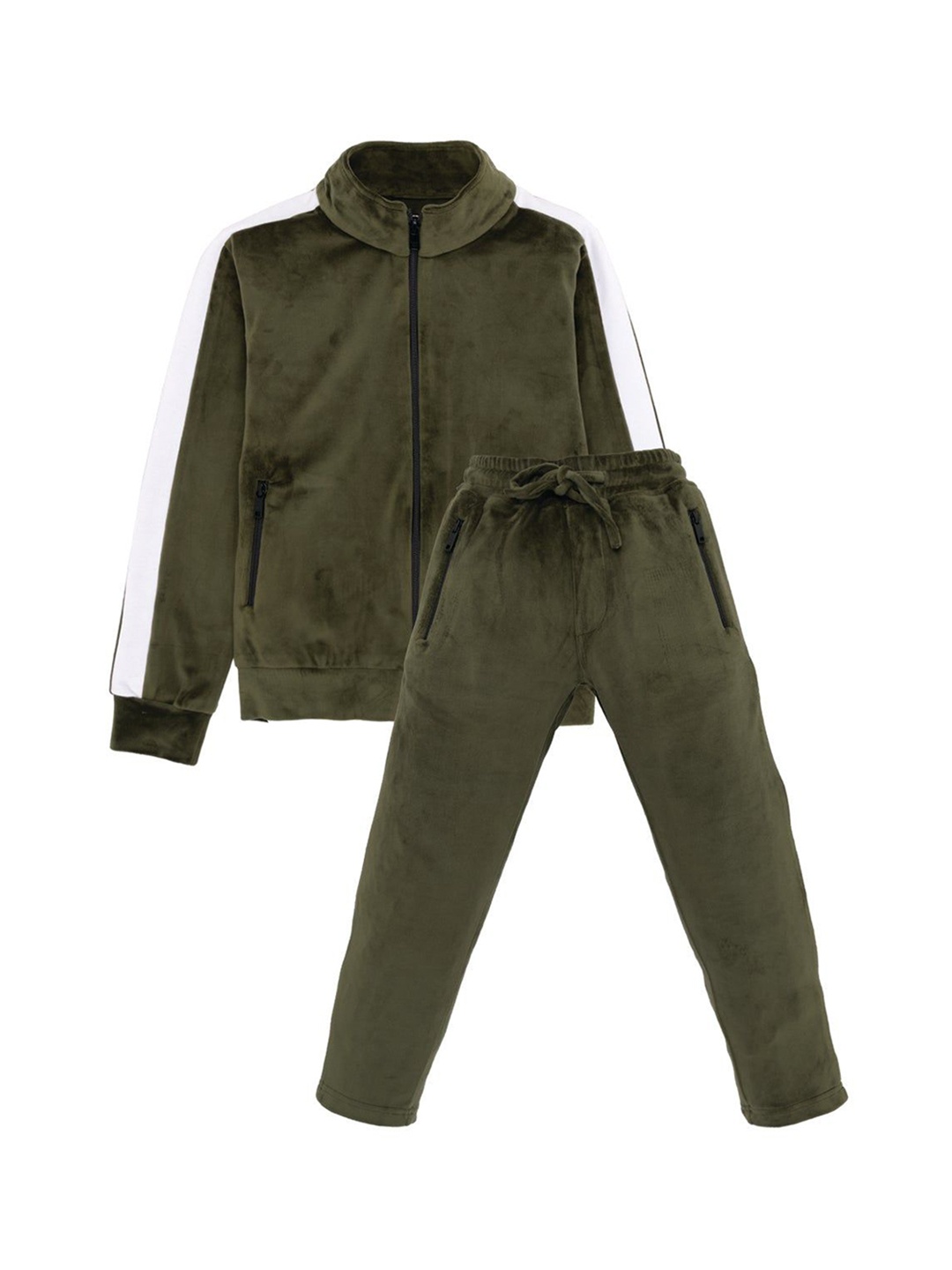 

Status Quo Boys Mock Collar Colourblocked Tracksuits, Olive