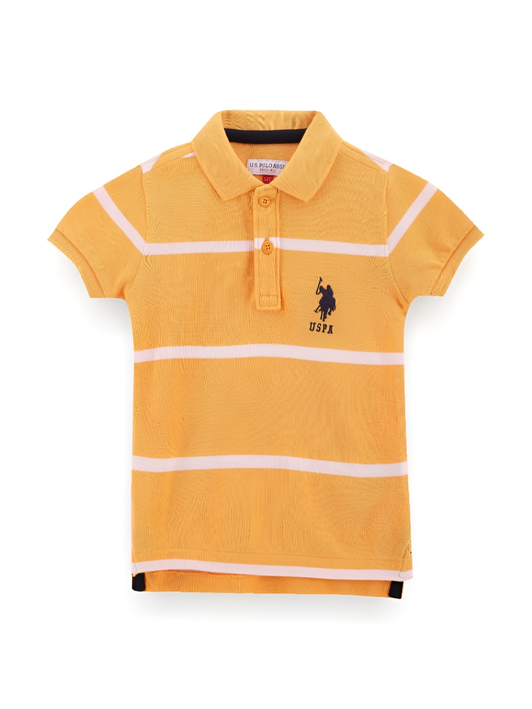 

U.S. Polo Assn. Kids Boys Striped Polo Collar Cotton T-shirt, Yellow