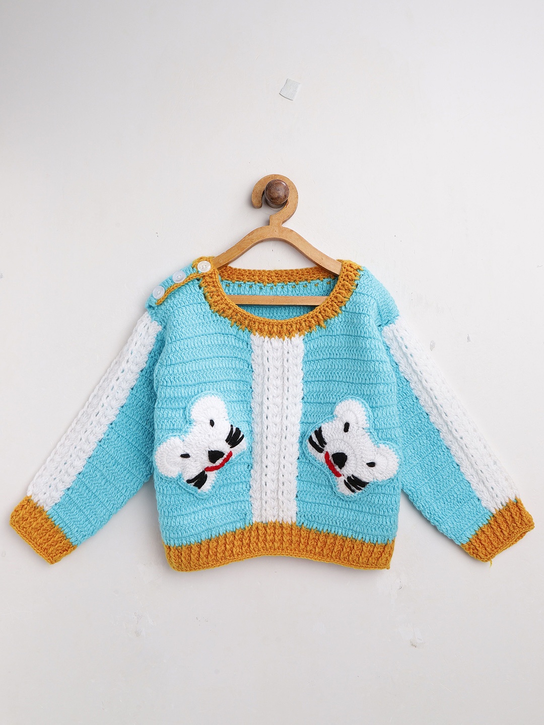 

CHUTPUT Unisex Kids Embroidered Woollen Pullover, White