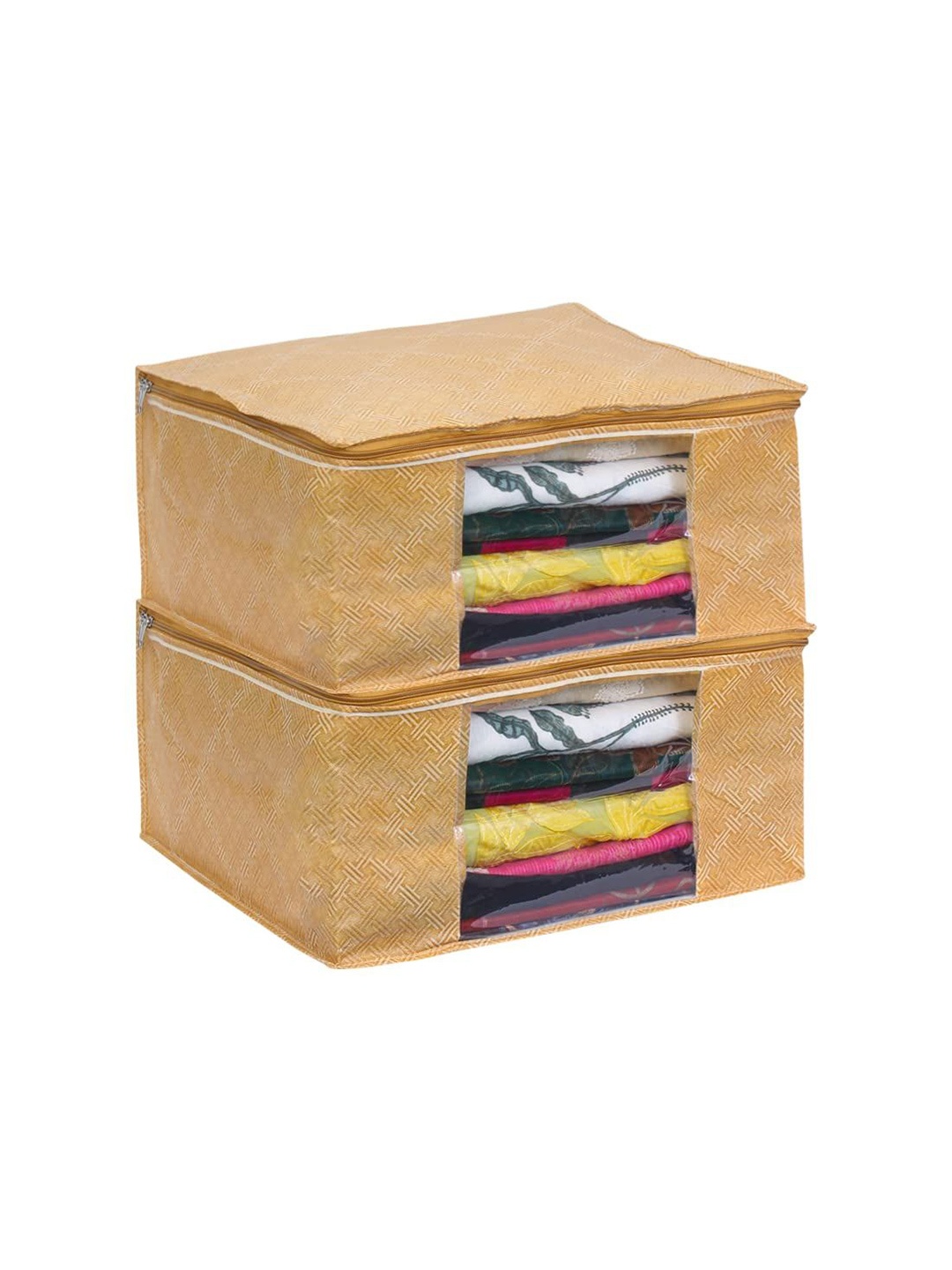 

prettykrafts Gold-Toned Set of 2 Regular Drawer Organiser Organisers