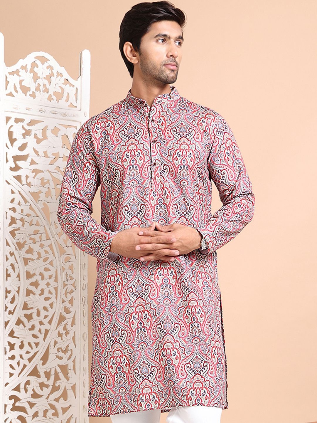 

Jompers Men Paisley Printed Kurta, Red