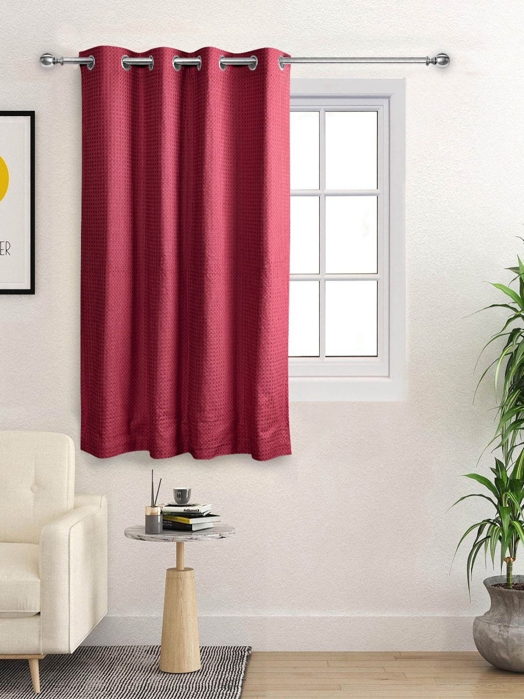 

Saral Home Maroon Geometric Room Darkening Cotton Window Curtain