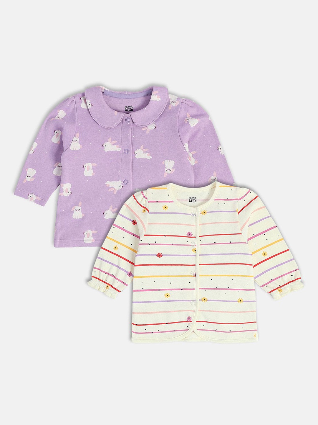 

MINI KLUB Girls Pack Of 2 Printed Jhabla, Purple