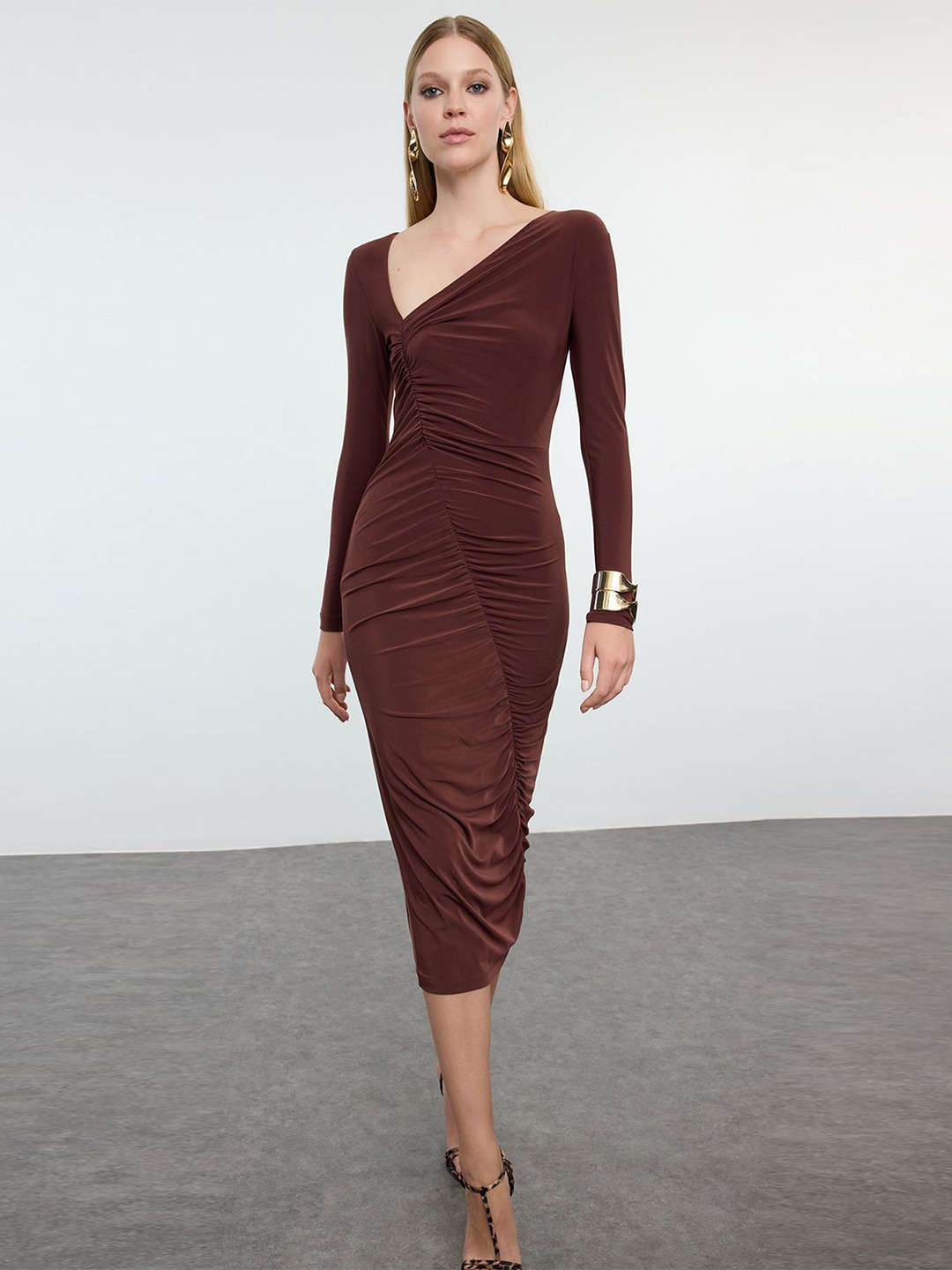 

Trendyol Bodycon Midi Dress, Na
